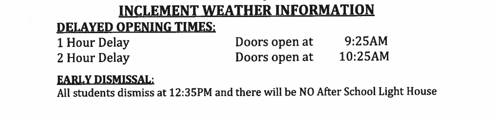 Inclement Weather Information for Blackham School
